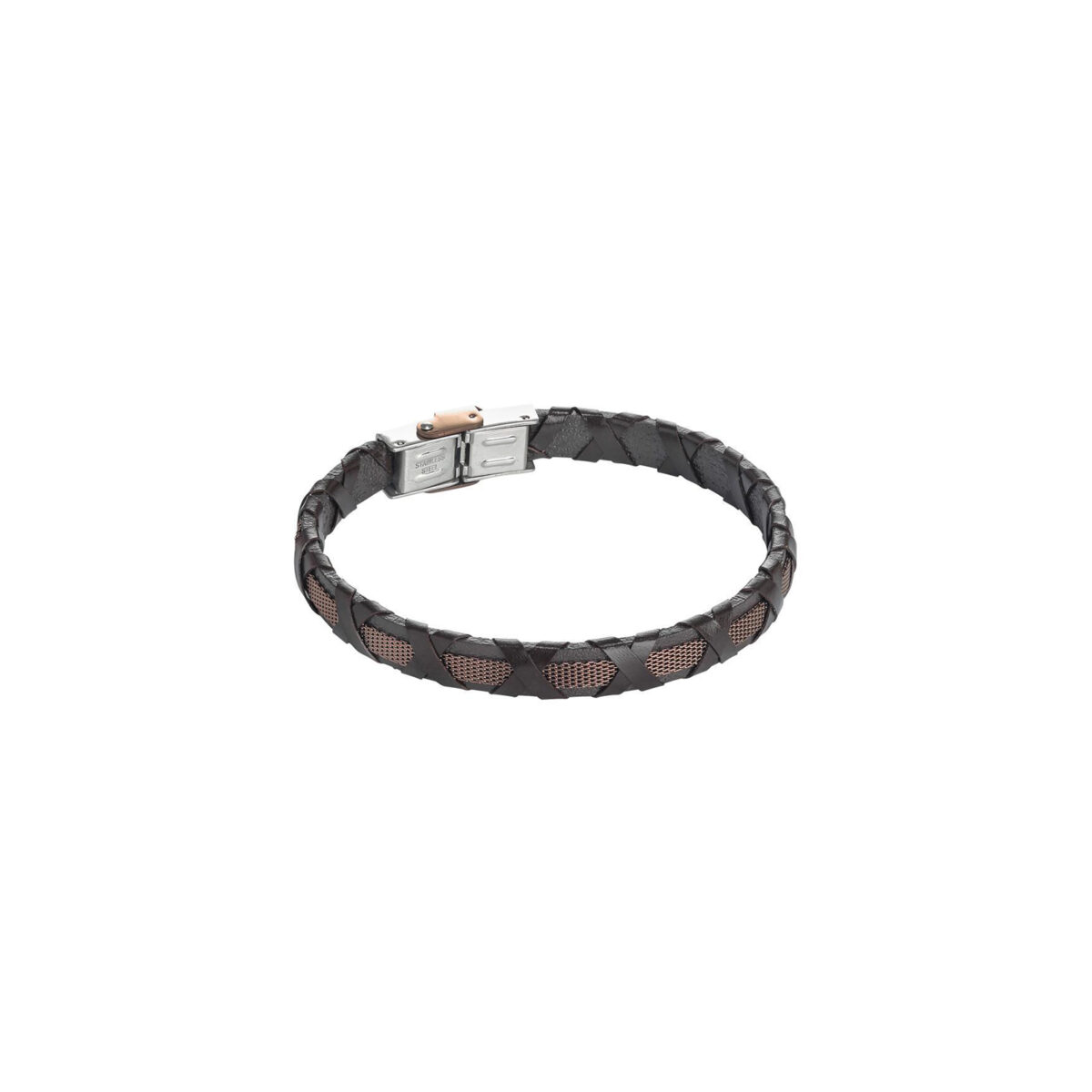 Boccadamo Steel Brown Leather Βραχιόλι - Image 1