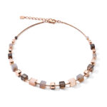 Coeur De Lion GeoCUBE® Big Gemstones Rose Gold-Brown Κολιέ