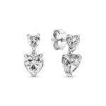 Pandora Double Heart Sparkling Stud Σκουλαρίκια