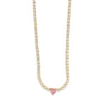 BySimon Pink Heart Riviera Gold Κολιέ