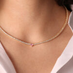 BySimon Pink Heart Riviera Gold Κολιέ - Image 2