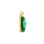 Ti Sento Rectangular Malachite & Turquoise Stone Gold Μενταγιόν - Image 3