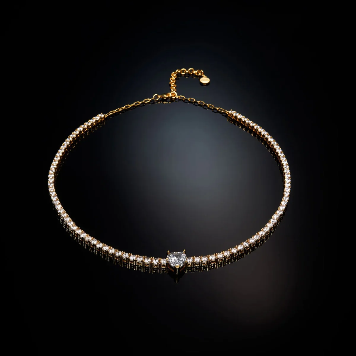 Chiara Ferragni First Love White Heart Gold Choker Κολιέ - Image 1