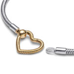 Pandora Moments Heart Closure Snake Chain Silver Gold Βραχιόλι - Image 2