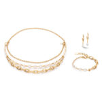 Coeur De Lion Freshwater Pearls & Chunky Chain Navette Gold Βραχιόλι - Image 3