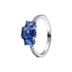 Pandora Timeless Blue Rectangular Three Stone Sparkling Δαχτυλίδι