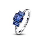 Pandora Timeless Blue Rectangular Three Stone Sparkling Δαχτυλίδι - Image 2