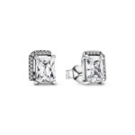 Pandora Rectangular Sparkling Halo Stud Σκουλαρίκια