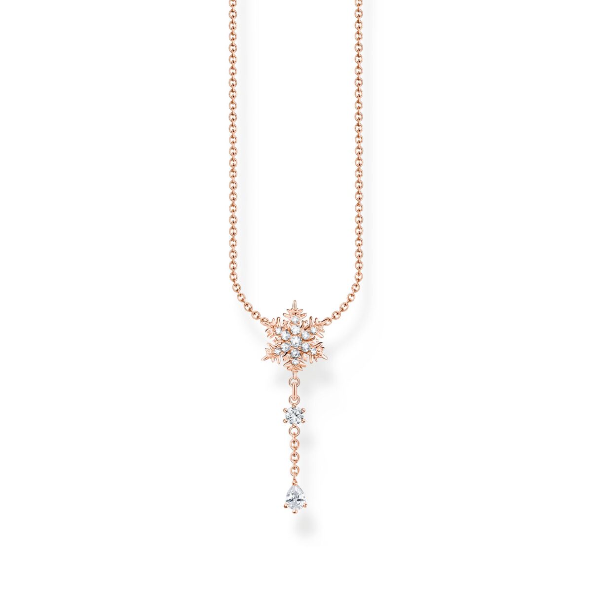 KE2171-416-14 Thomas Sabo Snowflake White Stones Υ Rose Κολιέ - Image 1