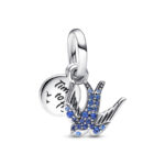 Pandora Σύμβολο Sparkling Swallow & Quote Double Dangle