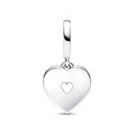 Pandora Σύμβολο Pearlescent White Heart Double Dangle Charm - Image 2