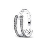 Pandora Signature Logo & Pavé Double Band Δαχτυλίδι
