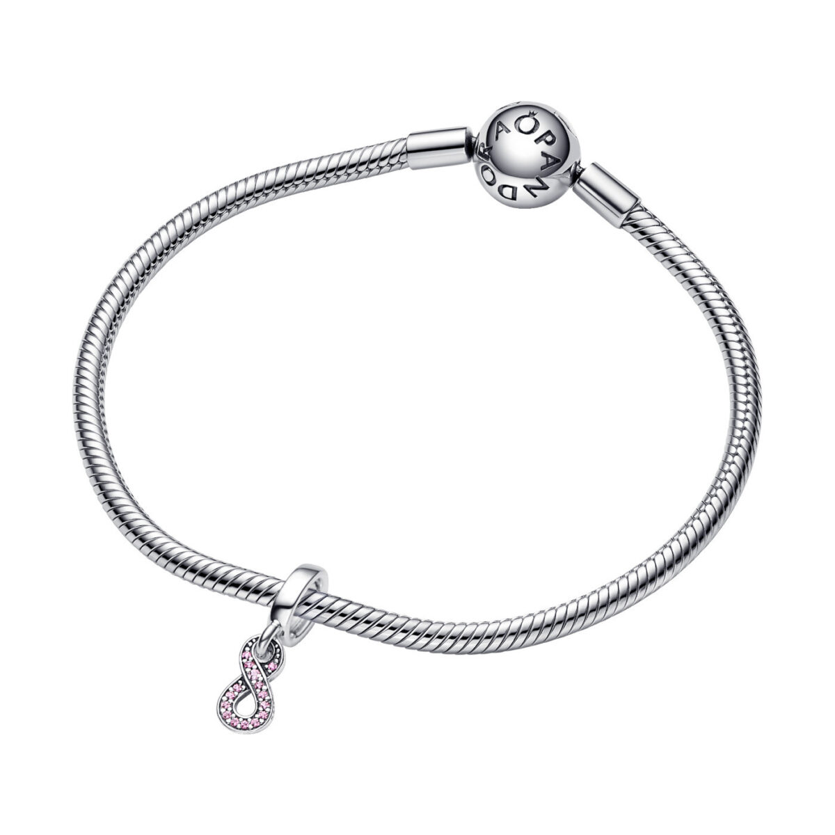Pandora Σύμβολο Άπειρο Ασήμι 925 με Ροζ Τεχνητό Κρύσταλλο - Image 4