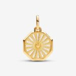 Pandora Μενταγιόν Λευκό Πέταλο Οκτάγωνο με Επίστρωση Χρυσού - Image 4