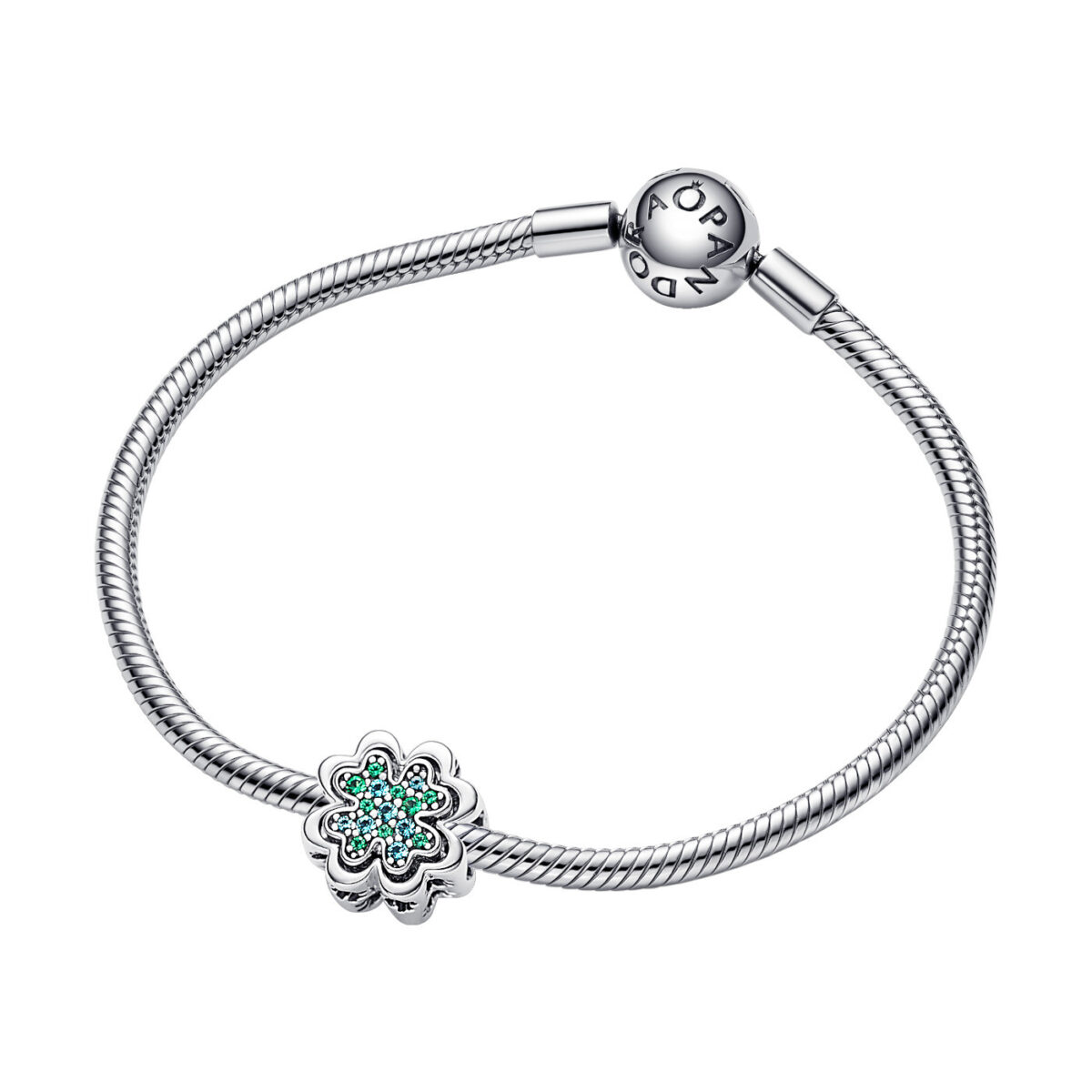 Pandora Σύμβολο Χωριζόμενο Τριφύλλι με Πράσινη Κυβική Ζιρκόνια - Image 4