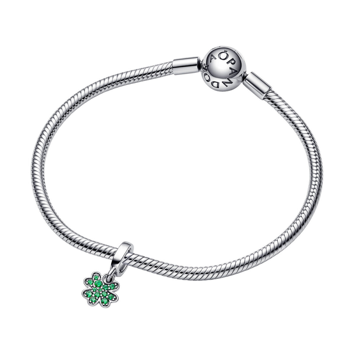 Pandora Σύμβολο Κρεμαστό Τριφύλλι με Πράσινη Κυβική Ζιρκόνια - Image 4