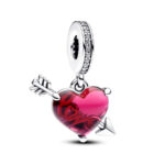 Pandora Moments Red Heart & Arrow Murano Glass Dangle Σύμβολο