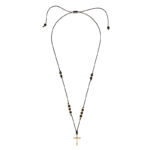 Chrysostomos Ανδρικό Χειροποίητο Κολιέ με Λάβα, Αιματίτη & Σταυρό