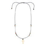 Chrysostomos Ανδρικό Κολιέ με Μάτι της Τίγρης, Αχάτη & Σταυρό