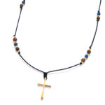 Chrysostomos Ανδρικό Κολιέ με Μάτι της Τίγρης, Αχάτη & Σταυρό - Image 2