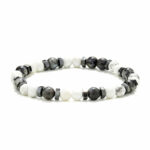 Chrysostomos Ανδρικό Βραχιόλι με Λευκό Αχάτη & Αιματίτη