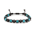 Chrysostomos Ανδρικό Χειροποίητο Πλεκτό Βραχιόλι με Τιρκουάζ