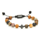 Chrysostomos Ανδρικό Βραχιόλι με Αχάτη & Μαύρο Σταυρό