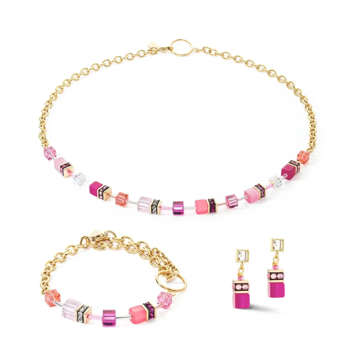 Coeur De Lion Βραχιόλι GeoCUBE® Iconic Chain Gold Magenta - Image 2
