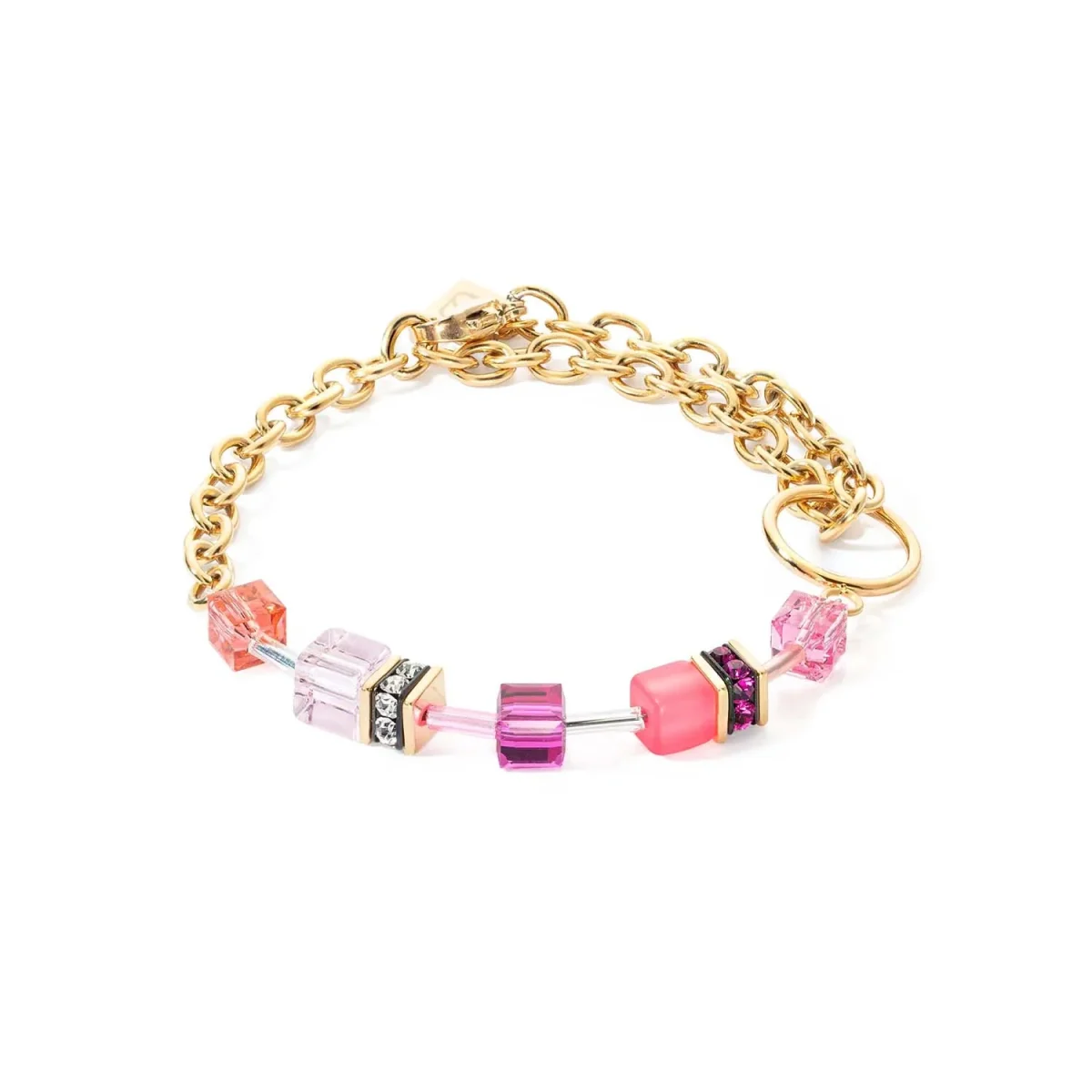 3038300416 Coeur De Lion Βραχιόλι GeoCUBE® Iconic Chain Gold Magenta - Image 1