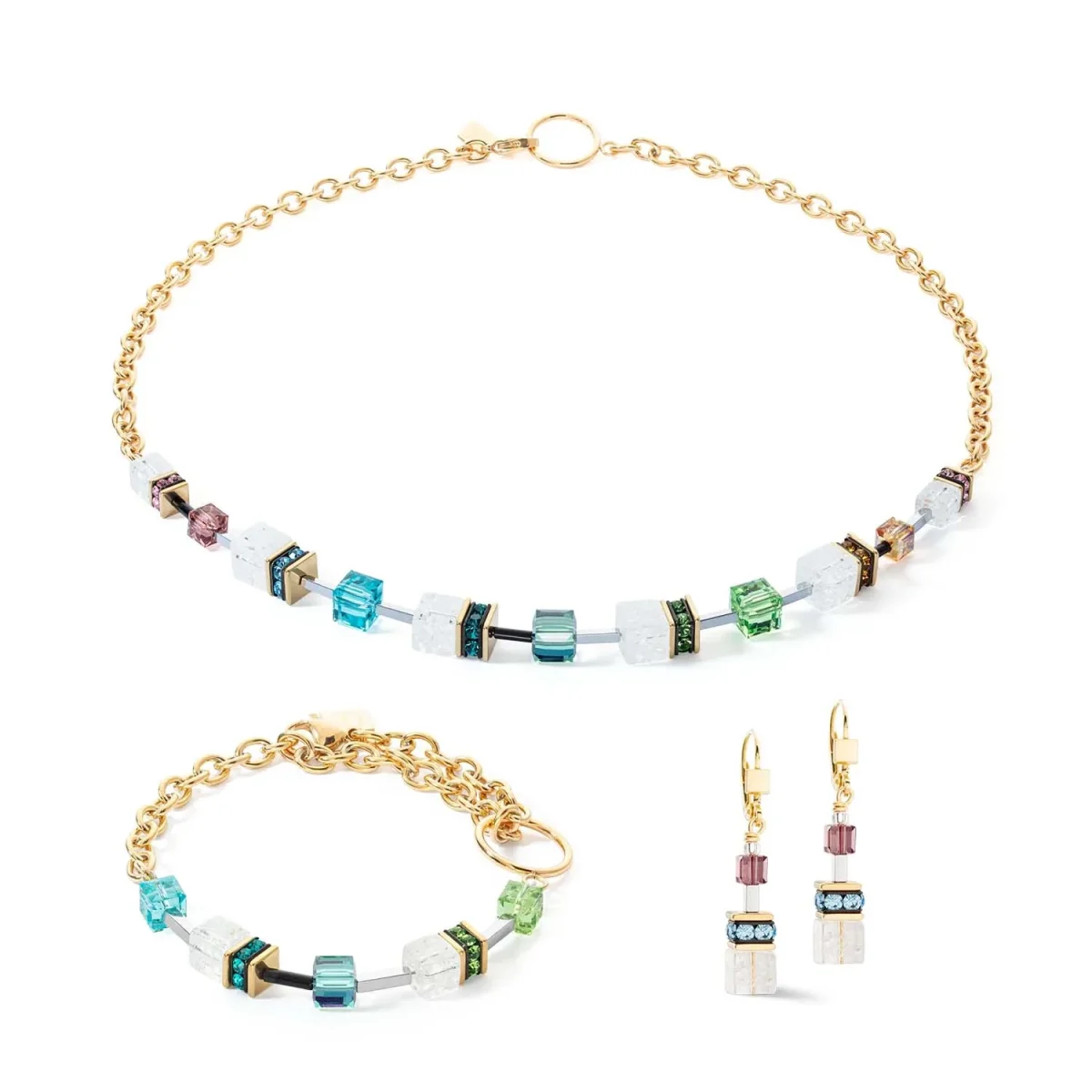 Coeur De Lion Κολιέ GeoCUBE Iconic Precious Chain Gold Multicolor - Image 2