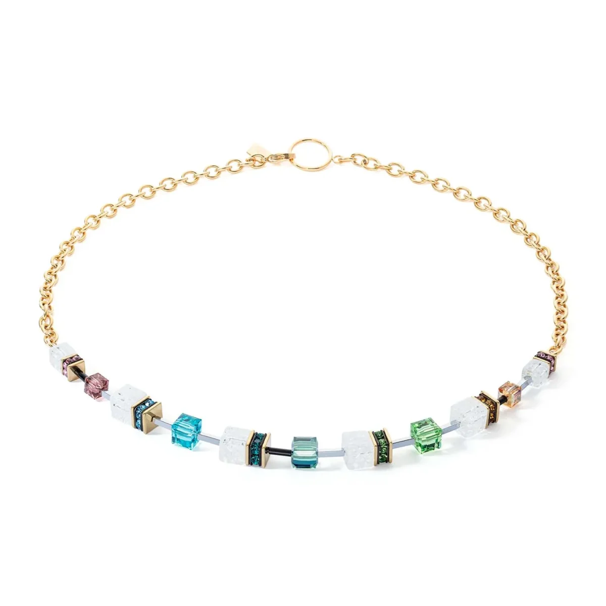 Coeur De Lion Κολιέ GeoCUBE Iconic Precious Chain Gold Multicolor - Image 1