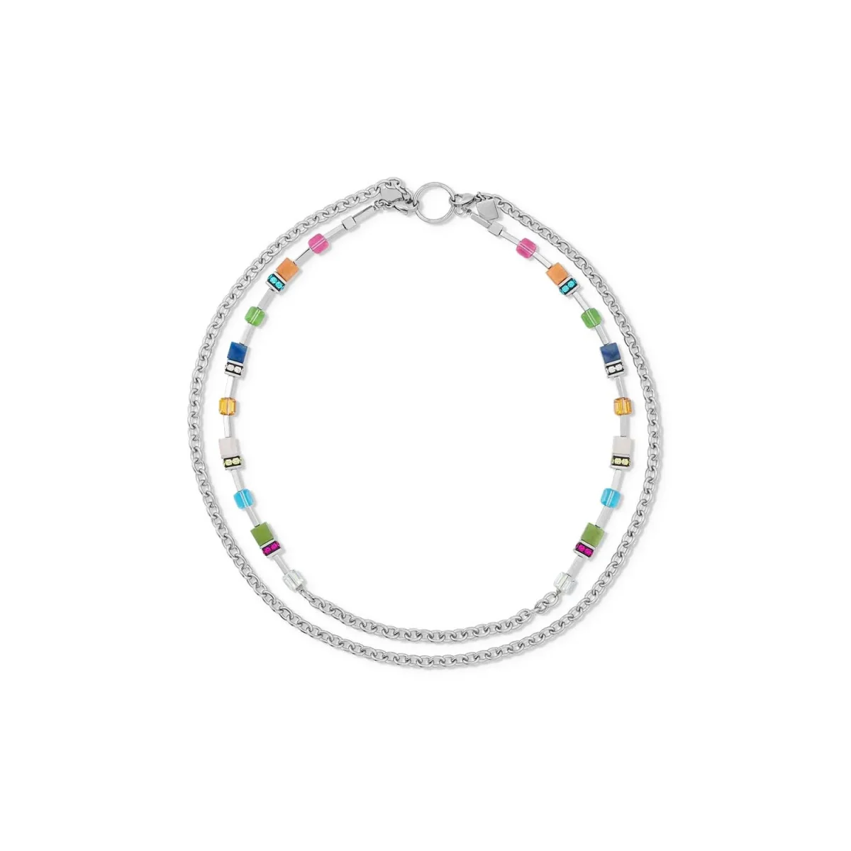 3042101583 Coeur De Lion Κολιέ GeoCUBE® Iconic Boho Silver Multicolor - Image 1