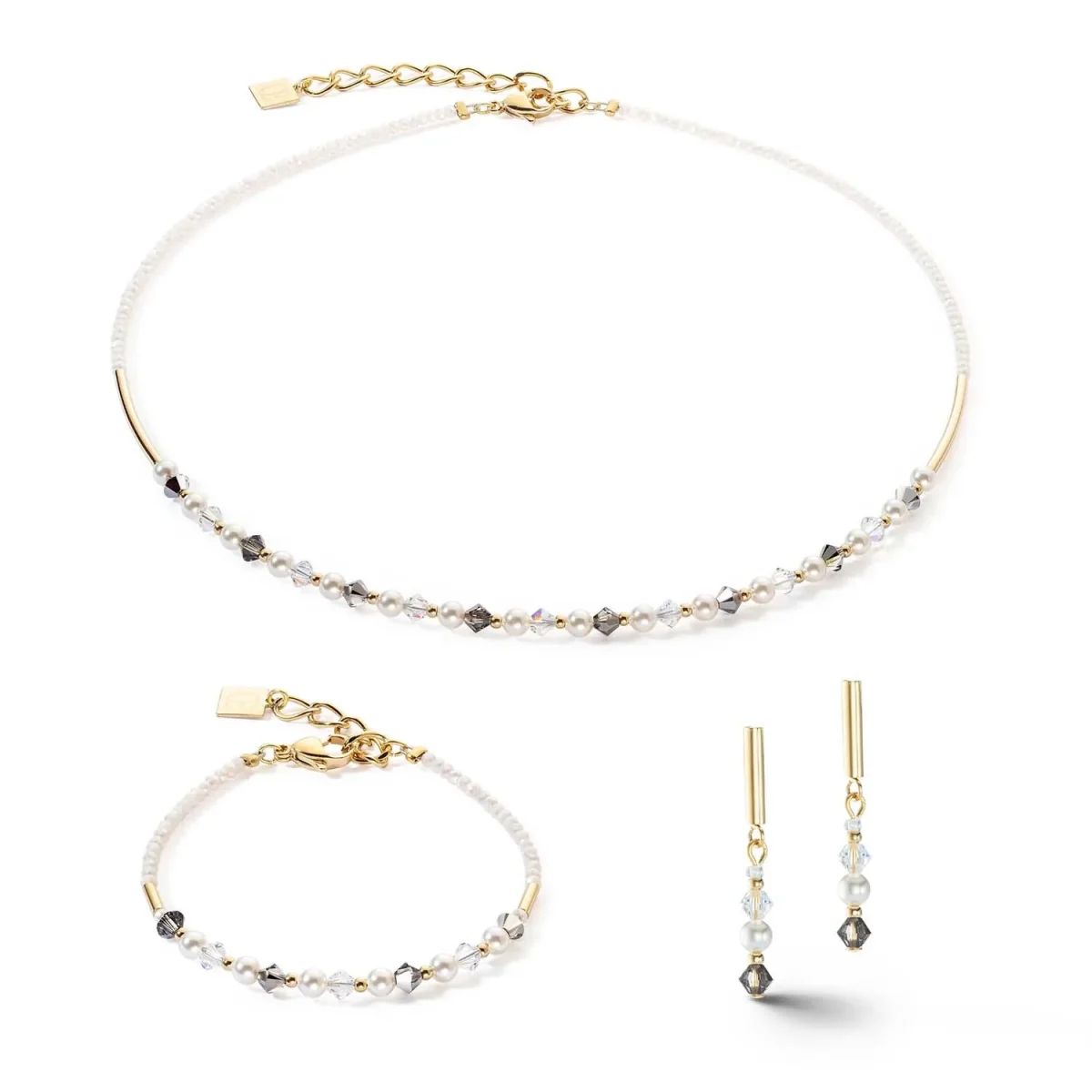 6022211218-2 Coeur De Lion Σκουλαρίκια Princess Pearls Grey Crystal - Image 2