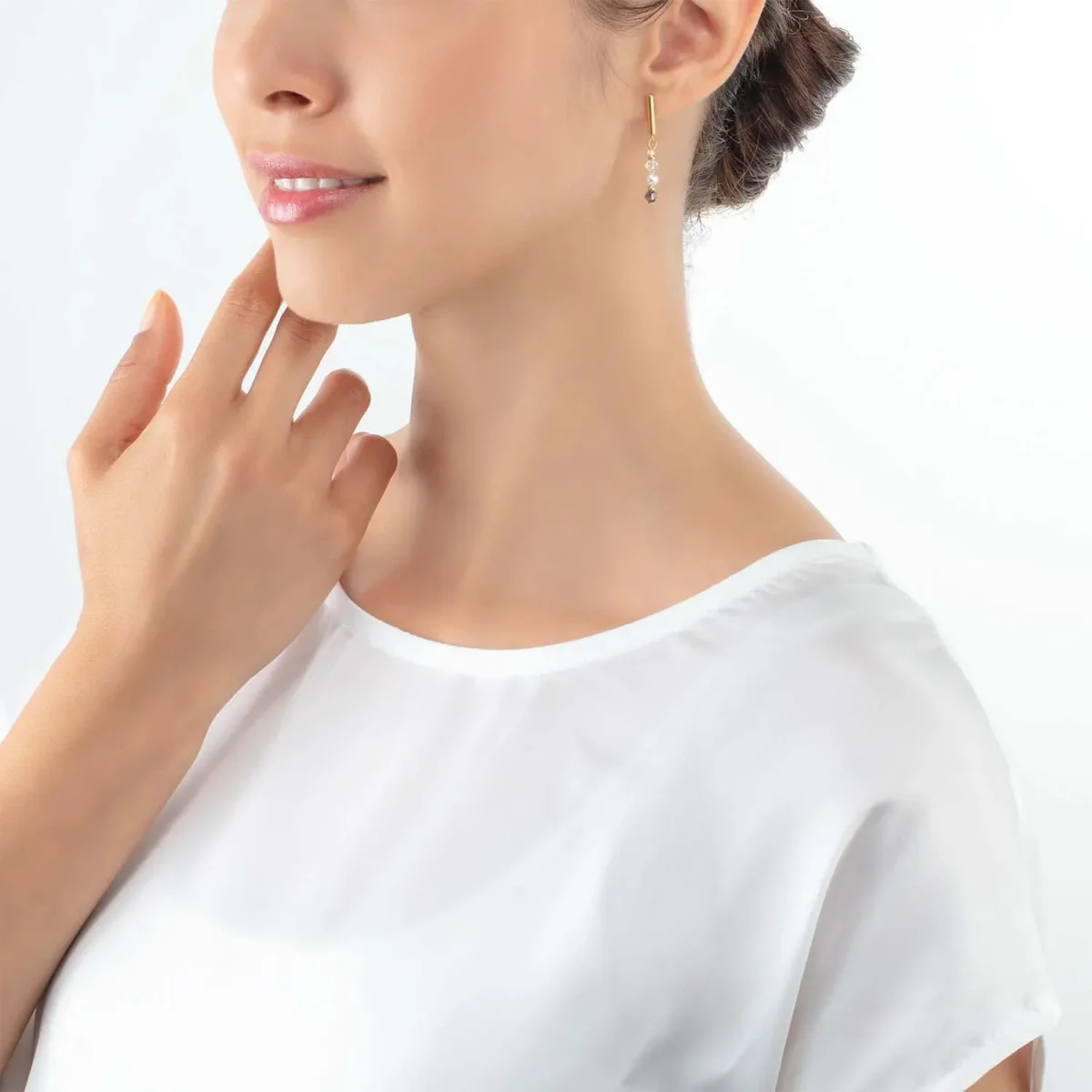 6022211218-3 Coeur De Lion Σκουλαρίκια Princess Pearls Grey Crystal - Image 3