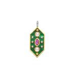 Ti Sento Gold Plated Malachite Amethyst Geometric Μενταγιόν