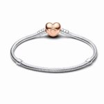 Pandora Moments 14k Rose gold-plated Heart & Snake Chain Βραχιόλι - Image 2