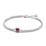 Pandora Timeless Red Sparkling Heart Tennis Βραχιόλι
