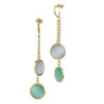 Σκουλαρίκια με διπλούς κρυστάλλους σε γκρι και γαλαζοπράσινο χρώμα