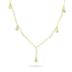 Κολιέ από κίτρινο επιχρυσωμένο ασήμι με μαργαριτάρια και μενταγιόν ζιργκόν