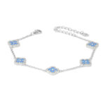 Ασημένιο Βραχιόλι με Ζιργκόν και Κρύσταλλα Ακουαμαρίνας