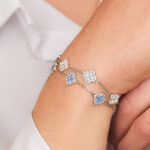 Ασημένιο Βραχιόλι με Ζιργκόν και Κρύσταλλα Ακουαμαρίνας - Image 2