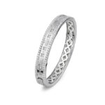 Άκαμπτο βραχιόλι με φλοράλ μοτίβο και διπλό στέμμα από ζιργκόν