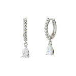 Ασημένια σκουλαρίκια κρίκοι με μενταγιόν από ζιργκόν