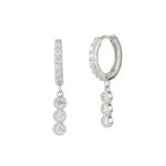 Ασημένια σκουλαρίκια κρίκοι με ζιρκόνια και μενταγιόν από ζιρκόνια